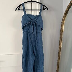 Abercrombie & Fitch Chambray Tie-Front Jumpsuit | Size S